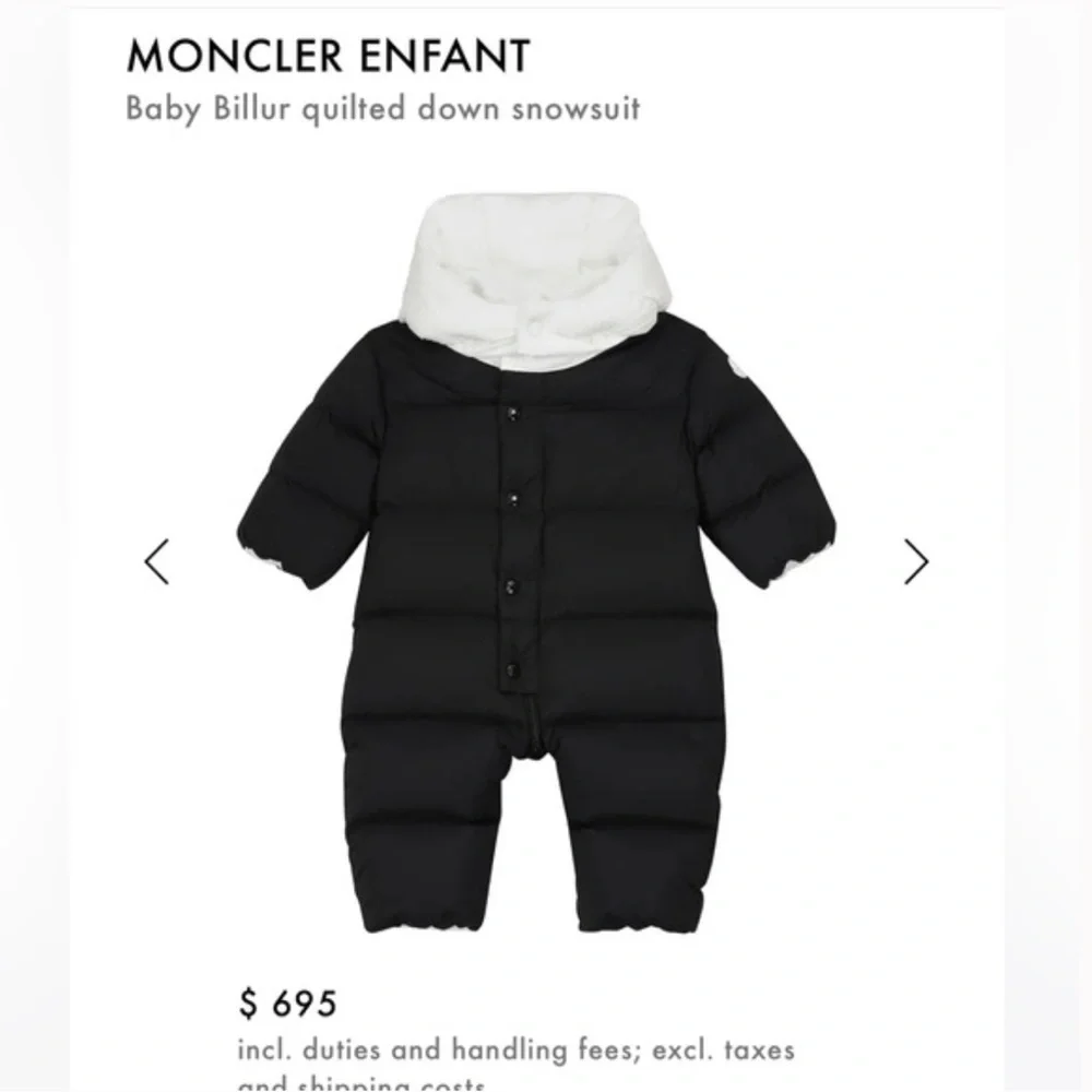 Moncler Black and White Baby Quilted Snowsuit